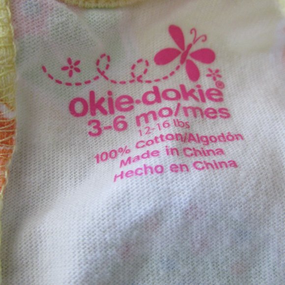 Okie Dokie One Piece Onesie Girls Size 3-6M Yellow Short Sleeve Ice Cream Cone - Picture 3 of 5